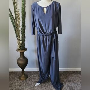 Emma & Michele Gunmetal Gray Jumpsuit with Keyhole Detail
